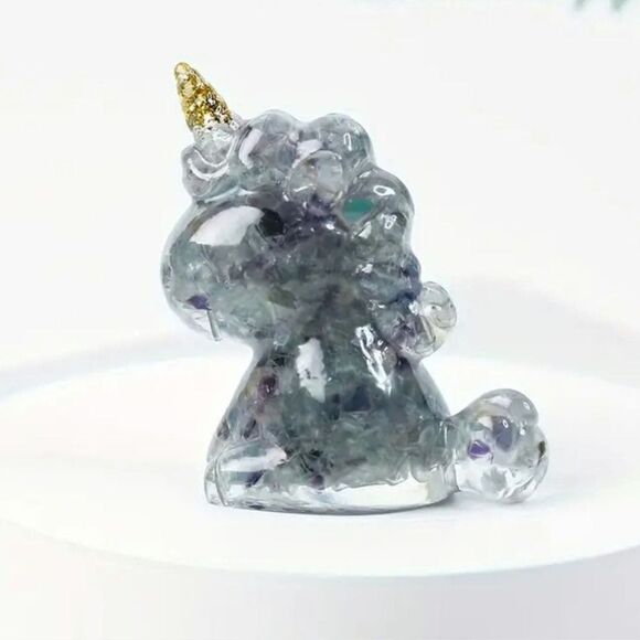 New!  Crushed Genuine Crystal Stone and Resin, Unicorn Fluorite - Picture 1 of 2